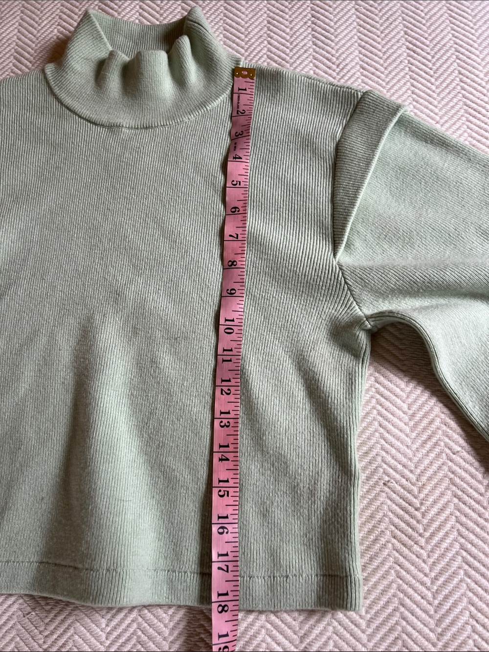 Jonathan Simkhai Ribbed cropped Puff Sleve Sweater Mint medium - Picture 5 of 9